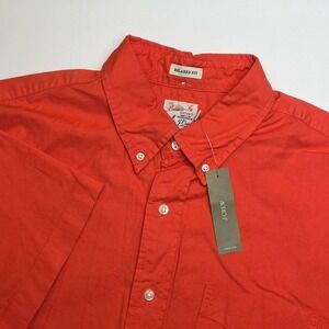 NEW J.Crew Broken In Oxford Shirt Men's Medium‎ Relaxed Fit Short Sleeve Orange